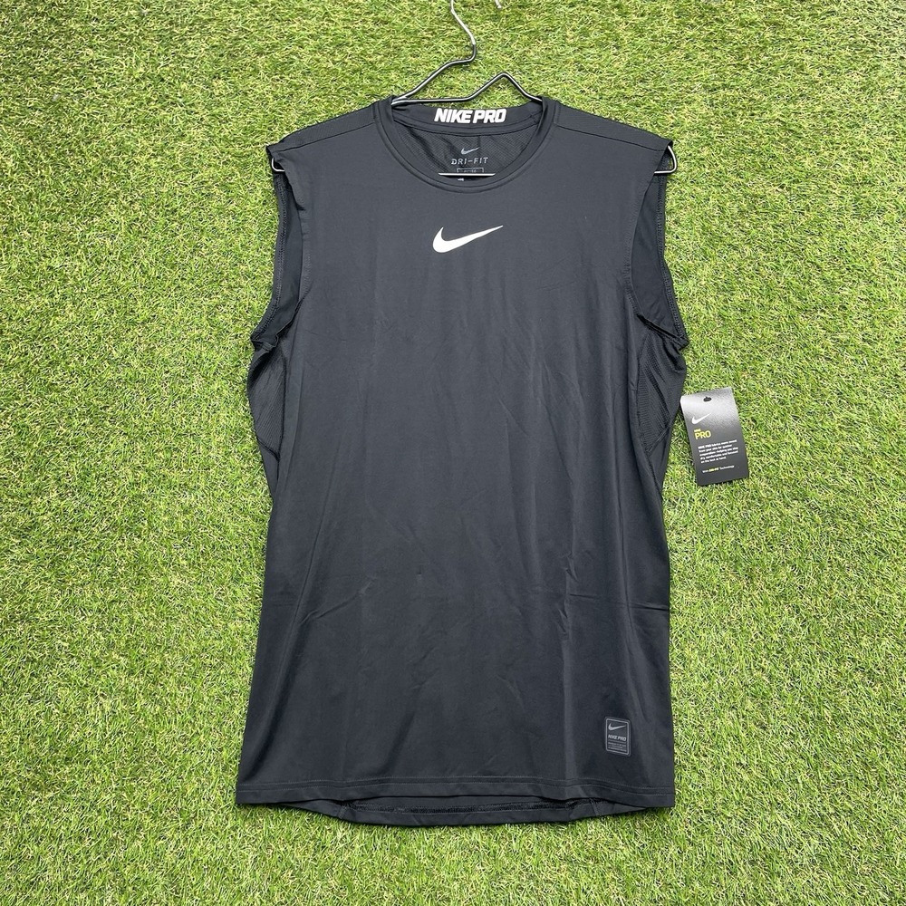Nike Pro Training Tank Top Mens Medium Dri-Fit Sleeveless Fitted Black 838087